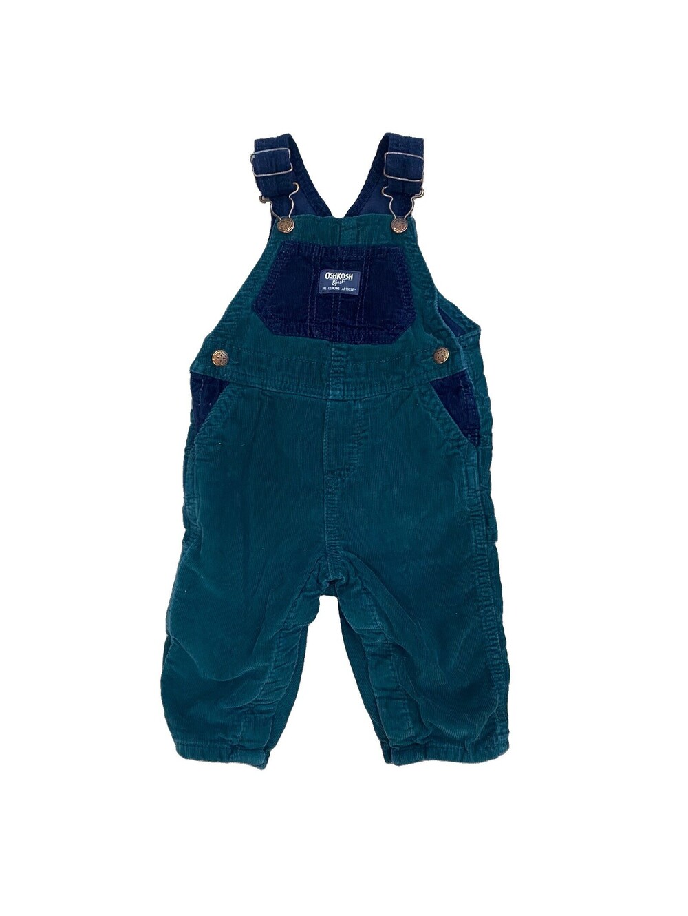 OshKosh Bgosh Kids Green Navy Blue Corduroy Overalls Vestbak 9M GCL127359-RP-BD